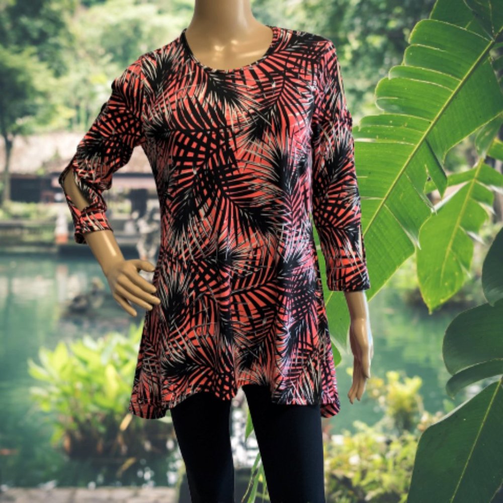 NWT! PATTI BROOKS DESIGNS PALM BEACH PEEP SLEEVE TUNIC SMALL